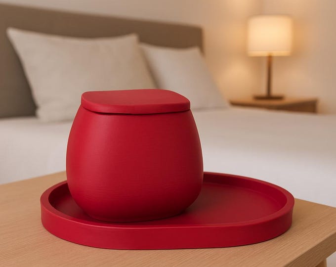 Handmade Concrete Vanity Jar with Tray: Minimalist Bedroom Decor