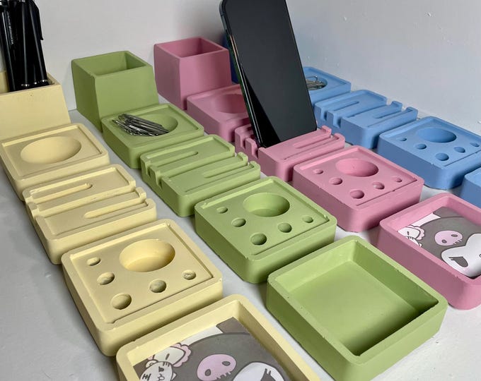 Concrete Desk Organizer Set