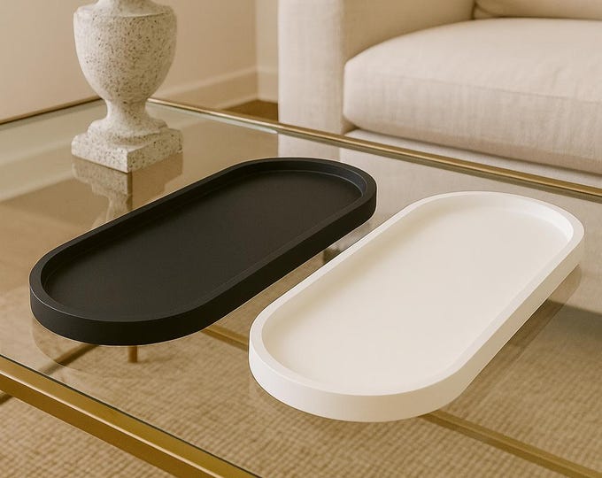 Handmade Concrete Oval Tray, Bathroom Tray, Oval, Kitchen Tray, Concrete Tray, Jewelry Tray, Minimalist, Soap Bottle Tray