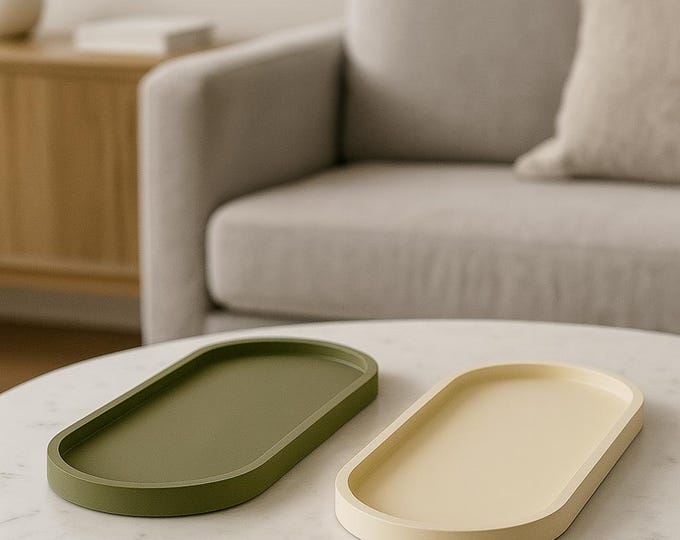 Handmade Concrete Oval Tray – Minimalist Decor Organizer