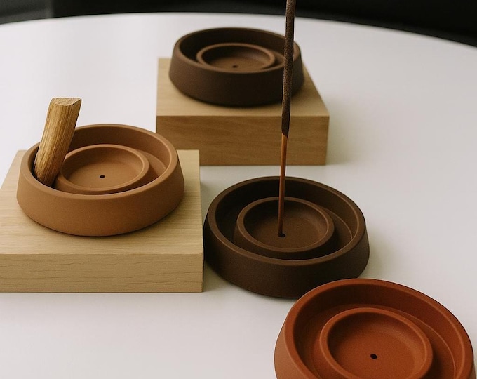 Handmade Concrete Incense Burner: Palo Santo, Sage, and Cone Holder
