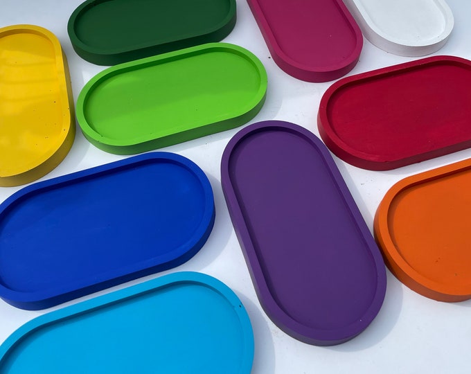 Oval Concrete Tray: Handmade Vanity & Jewelry Holder