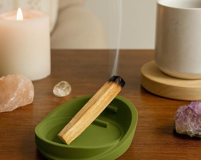 Rustic Modern Concrete Palo Santo Burner | Solid Matte Oval Incense Holder