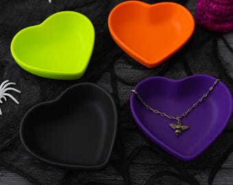 Concrete Heart Jewelry Dish Set: Halloween Decor, Gothic Home Decor