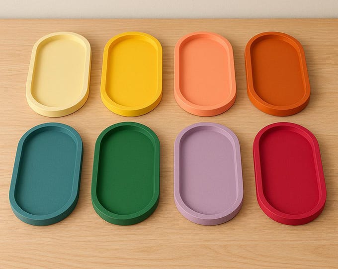 Decorative Oval Tray – Boho Concrete Catch-All Tray