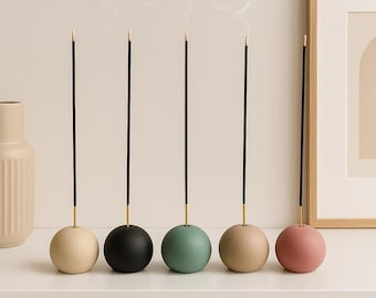 Minimalist Cement Incense Holder: Round Concrete Sphere, Zen Decor