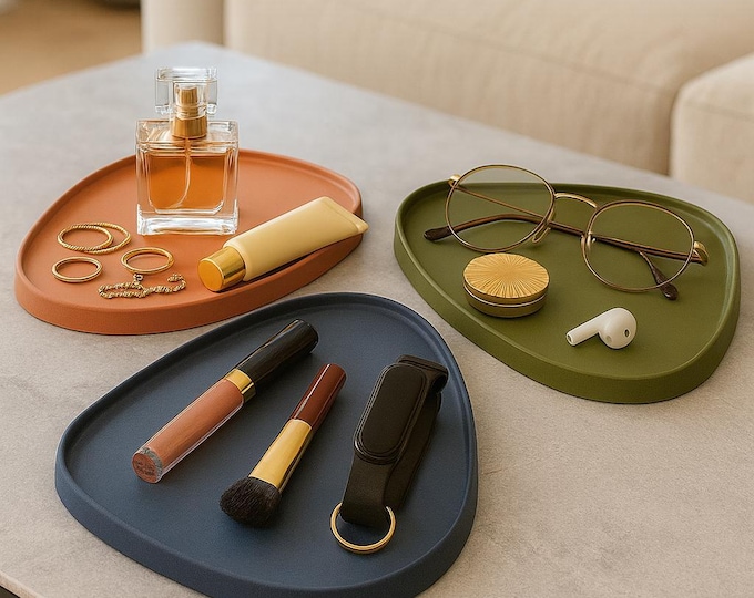 Handmade Concrete Tray, Modern Boho Decor, Jewelry Holder