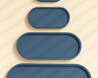Handmade Concrete Oval Tray – Minimalist Decor Organizer in 5 Sizes & 10 Colors – Jewelry, Candle, Vanity, bathroom, or Entryway Tray