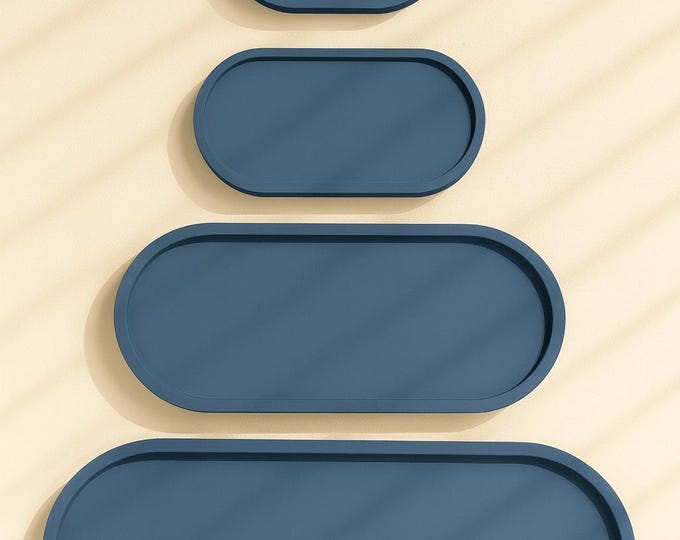 Handmade Concrete Oval Tray – Minimalist Decor Organizer in 5 Sizes & 10 Colors – Jewelry, Candle, Vanity, bathroom, or Entryway Tray