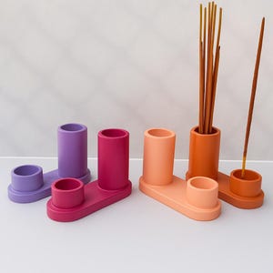 Modern Concrete Cylinder Incense Holder & Burner | Single 4″ × 1.7″ × 2.5″ Minimalist Home Accent