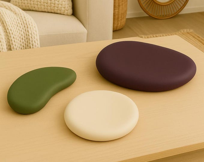 Minimalist Concrete Tray Set of 3: Neutral Pebble Catchall - Handmade