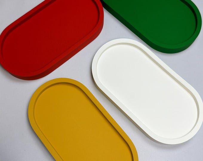 Holiday Palette Concrete Oval Tray – Festive Modern Home Décor