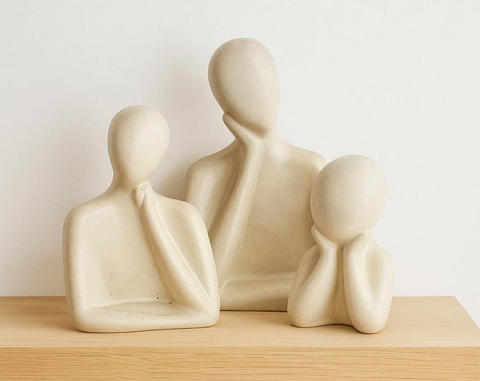 Minimalist Concrete Family Figurines: Modern Home Decor Sculpture