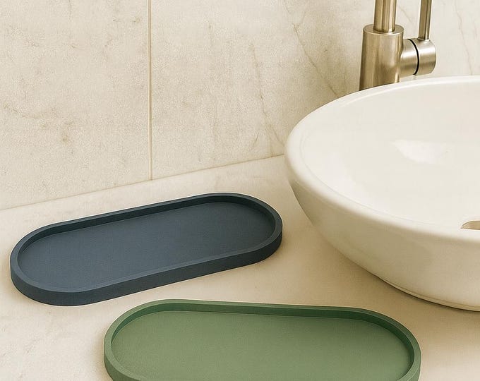 Handmade Concrete Oval Tray: Modern Soap Dish, Jewelry Holder