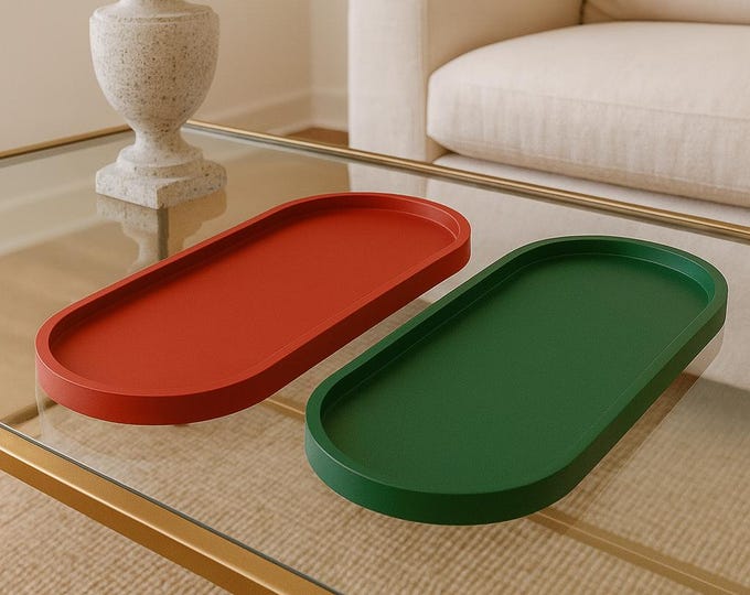 Handmade Concrete Oval Tray: Minimalist Home Decor