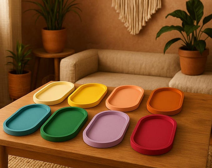 Handmade Concrete Oval Tray – Minimalist Jewelry Organizer