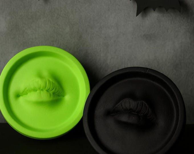 Handmade Concrete Lip Incense Burner: Gothic Halloween Altar Decor