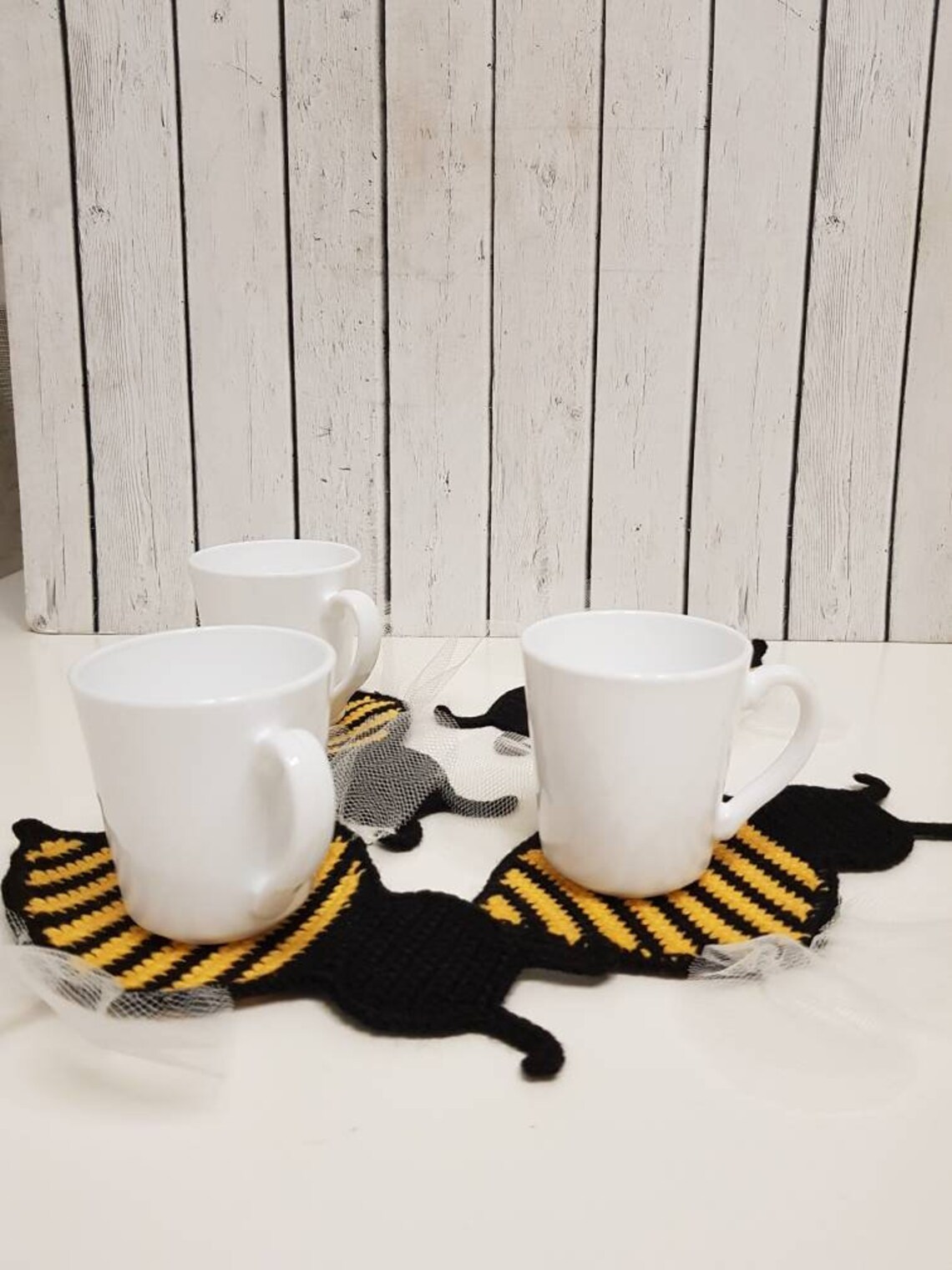 Crochet bee coasters Set 4pcs Etsy