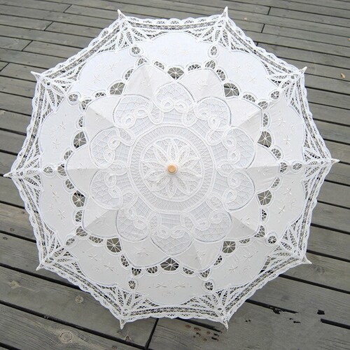 32" Lace baby or bridal shower umbrella ivory parasol 