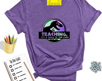 Dinosaur Teacher Shirt: Jurassic Park Inspired, Colorful Teacher Tee
