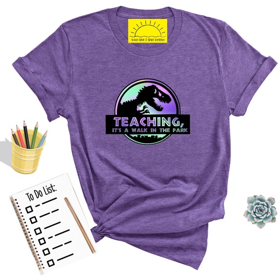 Dinosaur Teacher Shirt: Jurassic Park Inspired, Colorful Teacher Tee