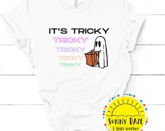 It's Tricky Ghost T-Shirt, Halloween Party Costume Tee