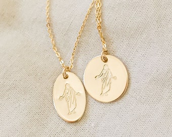 Dainty Christus Necklace, Christian Necklace, Faith Necklace, Christ Necklace, Christus Necklace, Jesus Necklace, Jesus Pendant, Gold Christ