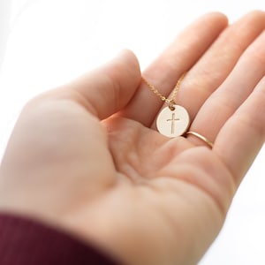 Gold gefüllte Kreuz Halskette, Kreuz Halskette, Sterling Silber Kreuz Halskette, Hand gestempelt Kreuz Halskette, christliche Halskette, Jesus Halskette