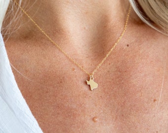 Dainty 14K Gold Texas Necklace, State Necklace, Texas Charm Necklace, Texas Pendant Necklace, Small Texas Necklace, Texas Gift