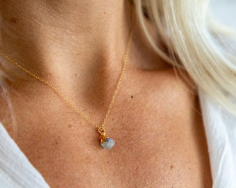 Raw Gemstone Birth Month Necklace, Natural Birthstone Necklace, Crystal Necklace, Gold Filled Gemstone Necklace, Custom Gemstone Gift