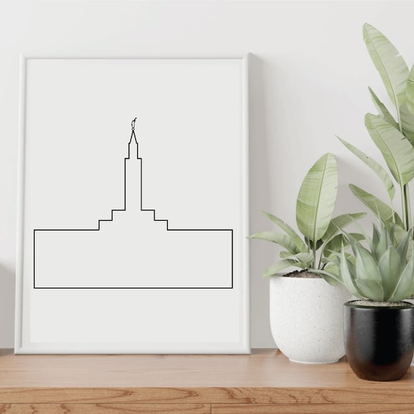 Los Angeles LDS Temple Outline, Simple LDS Temple Outline, Minimal Temple, Temple Silhouette, LA Temple, Printable Temple