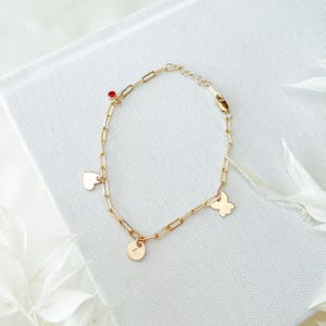 Personalized Charm Bracelet Gold Filled, Custom Charm Bracelet, Paperclip Bracelet, Birthstone Bracelet, Add On Charm Jewelry