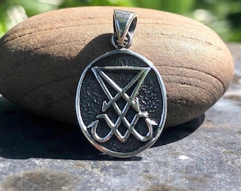 Handcrafted 925 Sterling Silver Lucifer Sigil Pendant Satanic Seal of Satan Wiccan Pendant/Necklace Silver Jewelry Accessory Gift by VINTZ