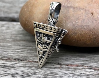 Handcrafted 925 Sterling Silver Egyptian Pyramid Locket Pharaoh Egyptian Gods Anubis Pendant/Necklace Silver Jewelry Accessory Gift by VINTZ