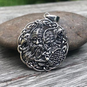 Handgemaakte 925 sterlingzilveren Odin-hanger Huginn & Muninn Raven Viking God hanger/ketting zilveren sieraden accessoires cadeau van VINTZ