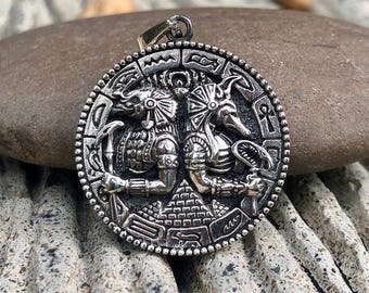 Handcrafted 925 Sterling Silver Anubis & Horus Pendant Egyptian God Egypt Deities Amulet Talismans Pendant/Necklace Silver Jewelry by VINTZ
