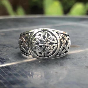 Handcrafted 925 Sterling Silver Shield Knot Viking Celtic Infinity Triquetra Ring Jewelry Accessories VINTZ