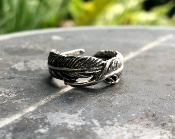 Genuine Bird Feather Sterling Silver Ring 925, Bird Wing, Raven Ring, Oxidized, Unisex Ring, Handcraft