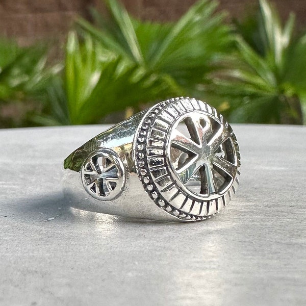 Handcrafted 925 Sterling Silver Chi-Rho Ring Catholic Knight Templar Alpha Omega Freemason Masonic Ring Silver Jewelry Gift