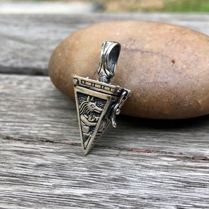 Egyptian Pyramid locket with pharaoh, sphinx & Anubis sterling silver pendant 925, Oxidized, Handcraft