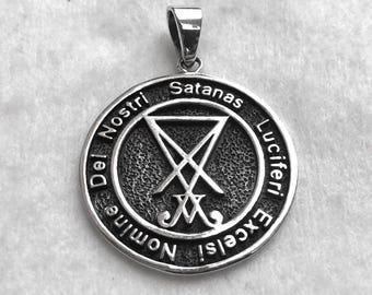 Colgante/collar con sello satánico de Lucifer, hecho a mano en plata de ley 925, accesorios de joyería, regalo VINTZ