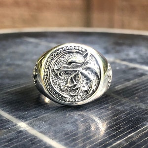 Handcrafted 925 Sterling Silver Viking Wolf God Fenrir Norse Mythology Wolf Ring Silver Jewelry