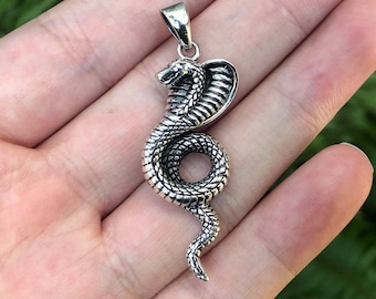 ハンドメイド 925 スターリングシルバー キングコブラ スネーク サーペント ペンダント/ネックレス ジュエリー アクセサリー ギフト VINTZ