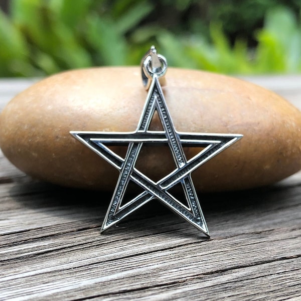 Handcrafted 925 Sterling Silver Pentagram Pendant, Gothic Style, Star Pentacle Pendant/Necklace Silver Jewelry