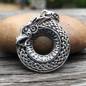 Handcrafted 925 Sterling Silver Dragon Pendant Mythical Monster Viking Celtic Dragon Pendant/Necklace Silver Jewelry Accessory Gift by VINTZ