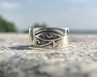 Handcrafted 925 Sterling Silver Egypt Eye Of Horus Egyptian Symbol Unisex Ring