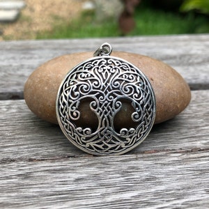 Arbre celtique de vie 925 pendentif en argent sterling, oxydé, artisanat image 1