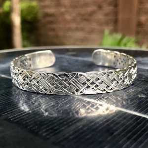 Handcrafted 925 Sterling Silver Viking Celtic Knot Design Bracelet Bangles Cuff (Adjustable)