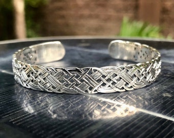 Handcrafted 925 Sterling Silver Viking Celtic Knot Design Bracelet Bangles Cuff (Adjustable)