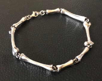 Pulsera de cadena gótica punk con esqueleto de huesos de plata de ley 925 hecha a mano, accesorios de joyería de moda VINTZ